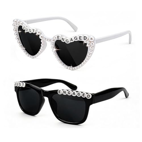 FKBBO Just Engaged Sunglasses, Engagement Party Favors, Just Engaged Decorations, Engagement Gifts for Women, Bride and Groom Sunglasses for Wedding Accessories, Wedding Essentials
