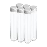 PATIKIL 80ml Plastic Test Tubes with Screw Caps, 6Pcs 156x30mm Tubes for Scientific Party Decoration Candy...