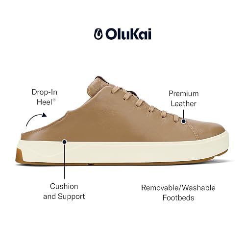Image of OluKai Lae'ahi Li 'Ili Men's Waterproof Leather Sneaker, Versatile & Casual Everyday Shoe, All-Day Comfort & Support, Enhanced Grip & Traction