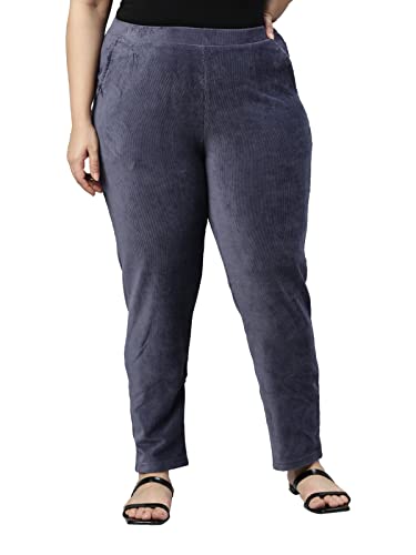 Image of GO COLORS Solid Corduroy Treggings for Women | Warmtech, Mid Rise, Side Pocket