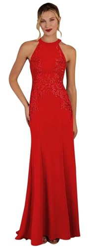 Image of KDTM Satin Lace Mother of The Bride Dresses Long Halter Sleeveless Formal Dresses for Women Wedding Guest