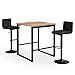 B&D home Bartisch mit Barhocker Set, Küchentisch mit 2 Stühlen, Bar Tischset mit Hocker, Industriestil, Stehtisch 80 x 80 x 95 cm, Hocker höhenverstellbar, Wildleder Optik schwarz