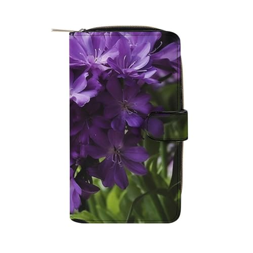 Fashionable Large-capacity Purple Flower Printed Leather Multifunctional Wallet for Men And Women, Multi-card Slot Business Casual Wallet