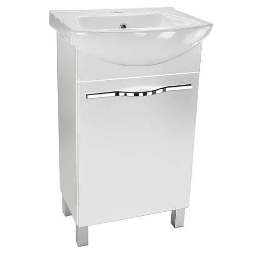 paplinskimoebel - Waschbecken mit Unterschrank 50 cm Breite, Altea Waschbeckenunterschrank mit Waschbecke Weiß - Bad Waschtischunterschrank, Badezimmer Unterschrank, Badezimmerschränke