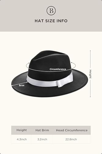 Image of BABEYOND 1920s Fedora Hat for Men Gatsby Wide Brim Fedora Hat Felt Panama Cap with Band for Women Men