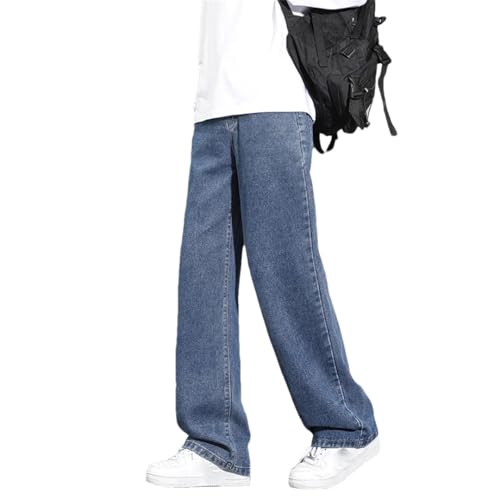 Men's Casual Long Jeans Classic Straight Denim Wide-Leg Pants