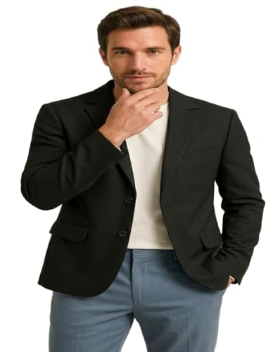 Image of PERFECT PRODUCTIONS Mens Black Blazer Slim Fit, Mens Black Blazer for Advocates