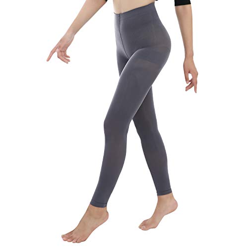 +MD Women's 8-15mmHg Graduated Compression Leggings Medical Quality Ladies Footless Support Tights GrayL