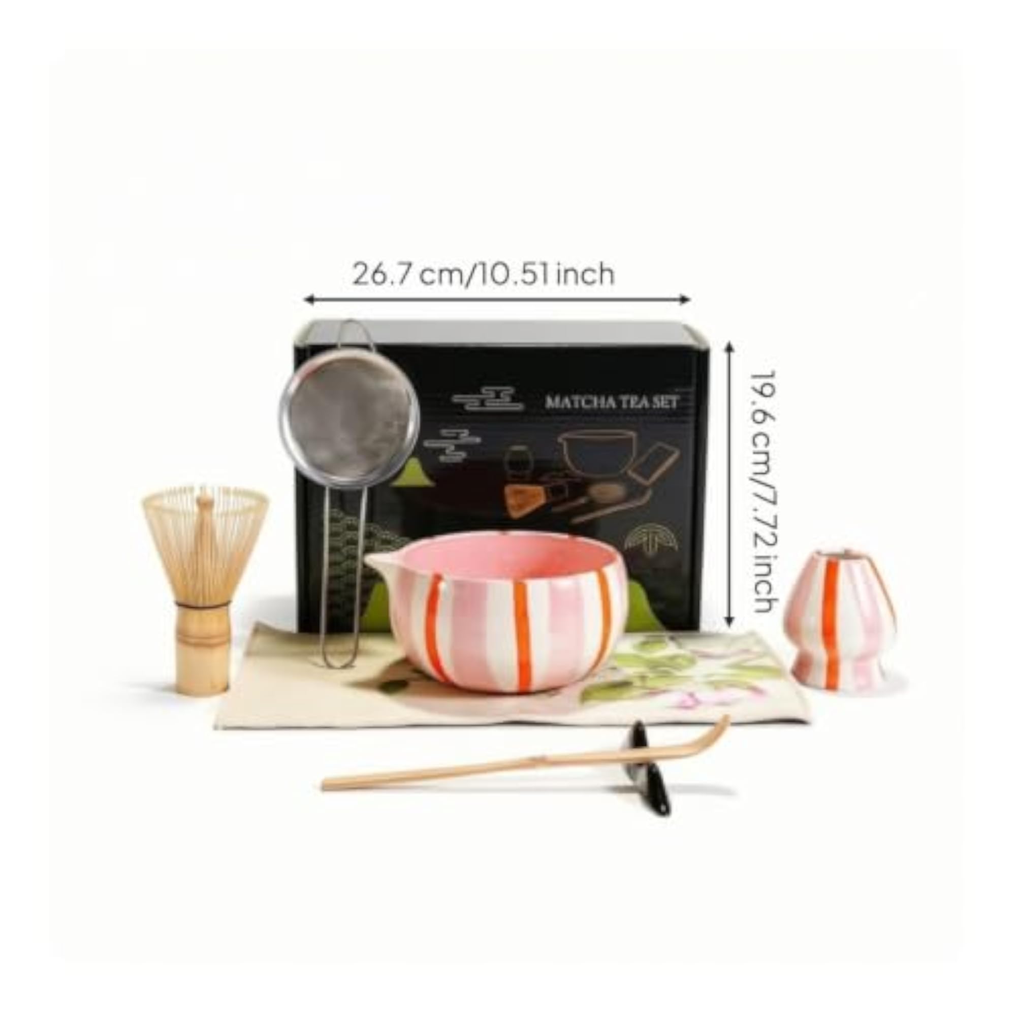 Hand-Painted Matcha Tea Set with Whisk