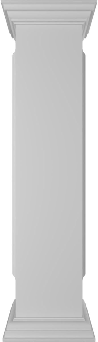10"W x 48"H Straight Newel Post with Panel, Flat Capital & Base Trim (Installation kit Included)