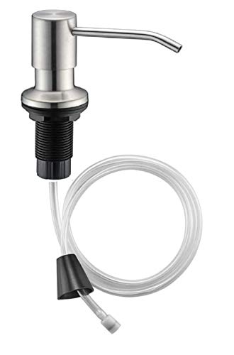 Mizzo Mato Distributeur de Savon | en Inox Inoxydable | Pompe à Désinfectant | Rotation 360u00b0 | Dispenser Savon Liquide-Vaisselle-Gel Hydroalcoolique (Tube flexible 115cm, Inox brossé)