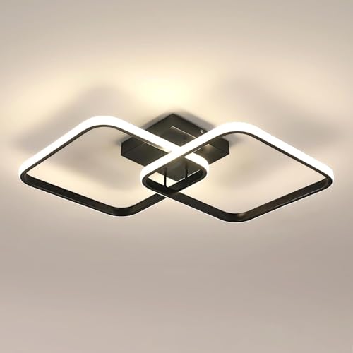 Toolight Plafoniera LED Soffitto 42W 4725LM, Lampadario LED Soffitto Quadrata Luce Naturale 4500K, Moderna Lampada da Soffitto in Acrilico per Soggiorno Camera da Letto Sala da Pranzo, 64cm, Nera