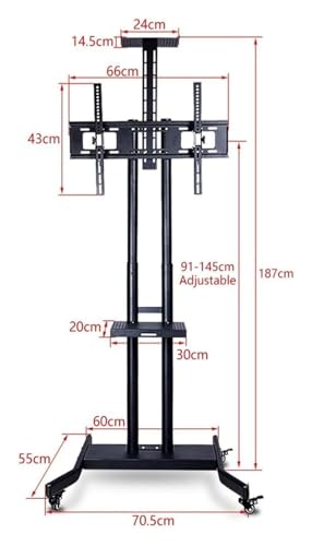 Soporte móvil para TV con ruedas y estantes dobles miniatura 2