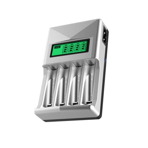 FONDOTIN Cargador Inteligente de Ranuras para Baterías AA y AAA con Pantalla LCD Carga Rápida USB Compatible con Baterías Ni- Protección contra Sobrecarga Uso Doméstico y Portátil