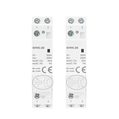Contacteur de puissance GYHC 2NO AC220V relais modulaire rail DIN 25A bobine DC24V