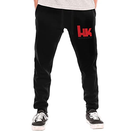 Mens Jogger Sweatpants Heckler and Koch Jogger Elastic Waist Pajama Pants with Pockets Black