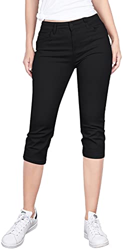 BodiLove Women's Stretchy Soft Skinny Easy Fit Stretchy 5 Pocket Mid-Rise Solid Color Classic Skinny Capri Uniform Pants Ultra Stretch Comfy Color Coffee Khaki Grey Black 5