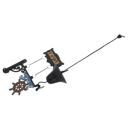 BAZEITFLOW Timbre Náutico Retro De Hierro Fundido Campana Decorativa para Restaurante Hogar y Jardín Timbre De Mano Vintage