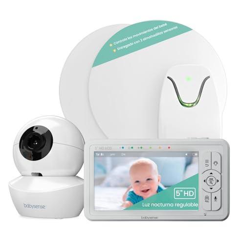 Babysense Monitor de Bebé con Video HD, Cámara con Luz Nocturna y Monitor de Movimiento Certificado Médicamente con Alertas en Tiempo Real de Ausencia de Respiración, sin Contacto, 2 en 1