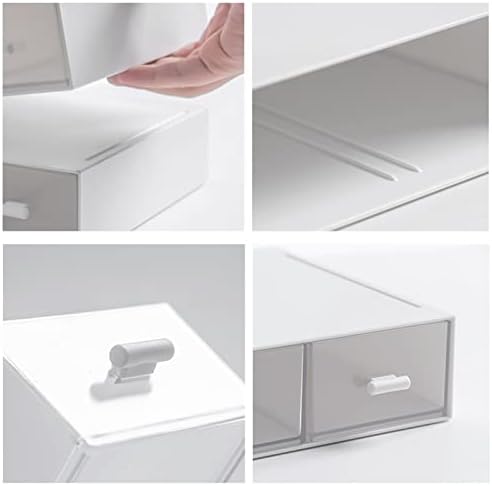 HCLRW Desktop Organizer-Stackable Organizer Drawers, Plastic Drawers Organizer Perfect for Collection Small Item/Cosmetic Office Organization - 3 drawers (White)