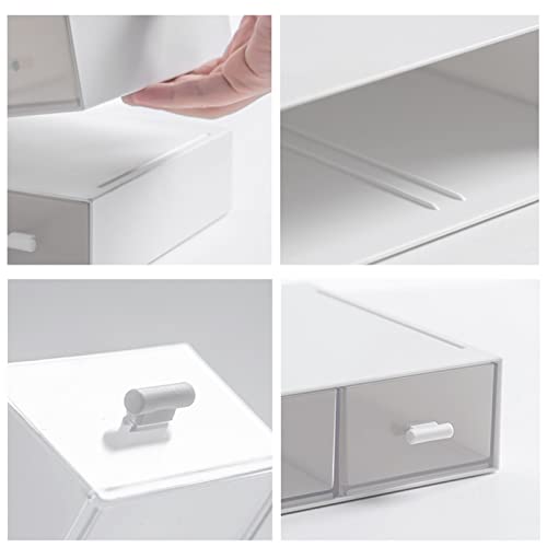 Desk Organizer with Drawers Stackable Storage Drawers, Plastic Compact Desk Storage Box Great for Office School Home Small Space- 1drawers (White) by kulusion - Image 4