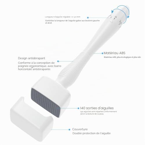 Derma Stamp Dermaroller 140 Pointes Titane Microneedle Visage Dermapen – vue 6