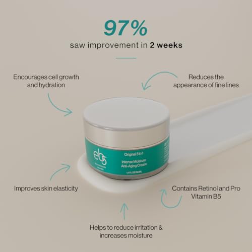 eb5 Intense Moisture Anti Aging Moisturizer Face & Neck Cream- Tone Tighten Skin with Retinol, Fade Fine Lines & Wrinkles with Vitamin E, A & B5-1.7oz