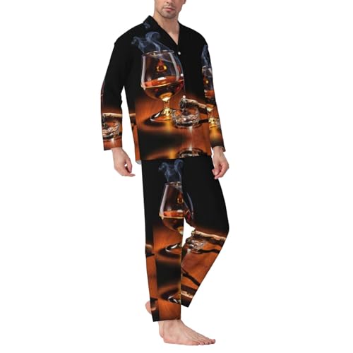 Amazwi Farm Tractor Pajamas Set For Men Homewear Set Button Down V-Neck Long Sleeve Tops And Pajama Pants Sleepwear3