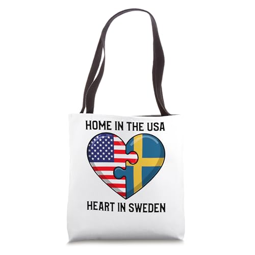 Bolso Tote con Bandera Corazón USA y Suecia miniatura 1