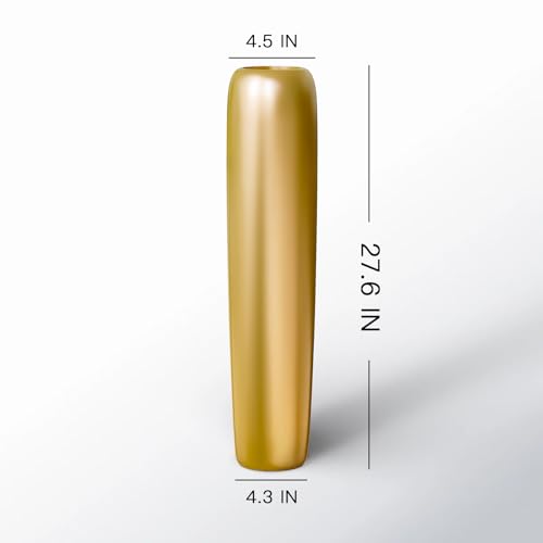 Image of 27.5 inch Gold Vase for Home Decor - Tall Floor Vase for Living Room, Bedroom, Office - Elegant Minimalist Tall Vases for Large Dried Stems, Pampas Grass, Artificial Branches