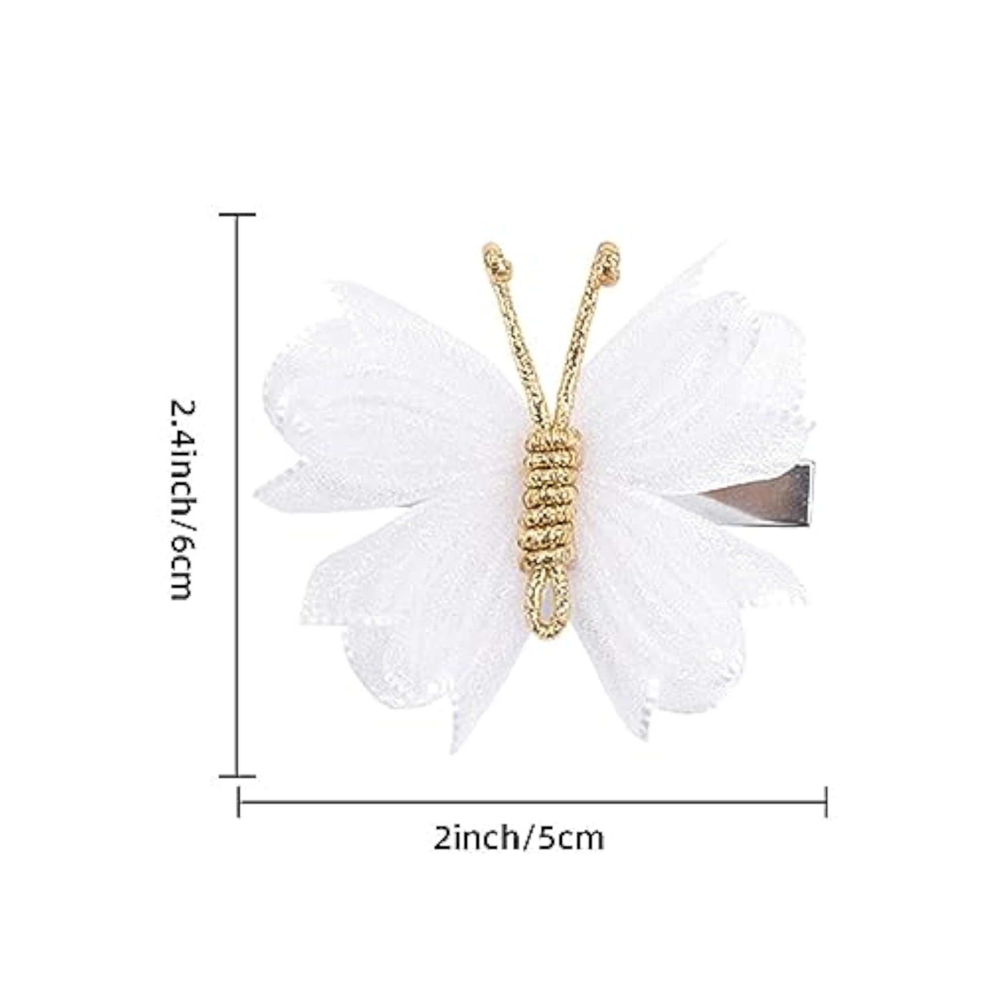 2Pcs Butterfly Hair Clips for Ponytail, Mesh White