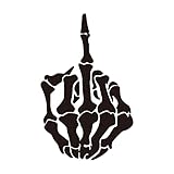 Skull Skeleton Bone Middle Finger Flipping Off Car Decal/Sticker (Black)