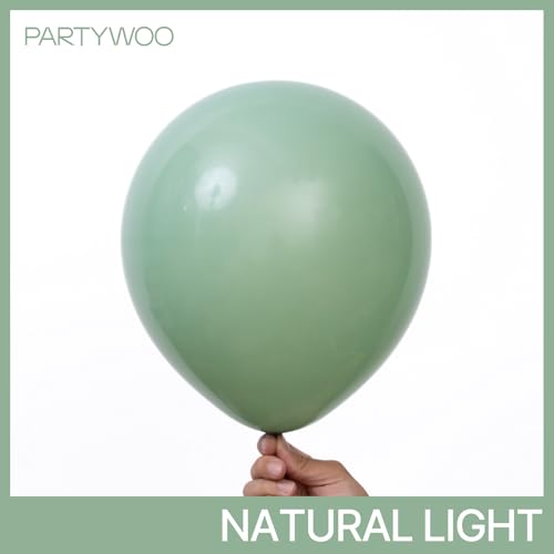 Image of PartyWoo Dusty Green Balloons 100 pcs Different Sizes of 18 12 10 5 Inch Matte Sage Olive Boho Green Eucalyptus Latex Balloon Arch Kit Garland for Wedding Baby Shower Party Decorations Green-F03