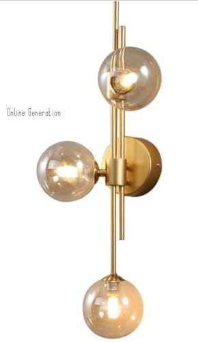Image of ONLINE GENERATION Wall Lamp Chandelier Pendant Light, Home Decor for Bedroom, Living Room, Hallway, Cafe, Hotel, Restaurant (3 Light Amber Wall LAMP with LED Bulb Pack of 1)
