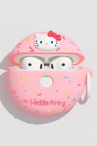 Image of Emoh Roced Case for AirPodS 4 (2024) with Keychain (ANC), Cute Cartoon Shockproof Protective Cover Compatible with Apple AirPods 4th Generation 2024 for Women and Boys (Donut)