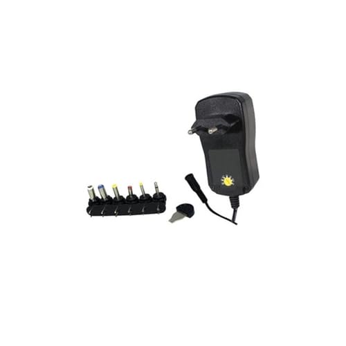 Alimentador regulable 1000mA 12W, ideal para dispositivos electrónicos, carga segura y eficiente con ajuste de voltaje.