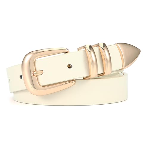 Women Belt Fashion Faux Leather Waist Belts for Ladies Pants Jeans with Gold/Silver Buckle