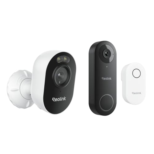 Image of REOLINK Video Doorbell WiFi with Lumus Bundle, 2K Doorbell Camera, 2K Spotlight Camera, Local Storage, Chime Included
