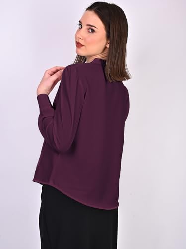 Image of Women's Regular Fit Solid Pleated Cotton Blend Shirts