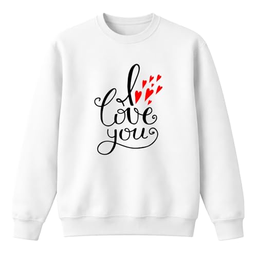 Sweat-shirt I Love You blanc Saint Valentin taille S pour couple