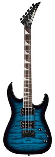 Image of Jackson JS Series Dinky JS20 DKQ 2PT Electric Guitar - Transparent Blue Burst Bundle with Cable, Tuner, Strap, Picks, and Austin Bazaar Guitar DVD