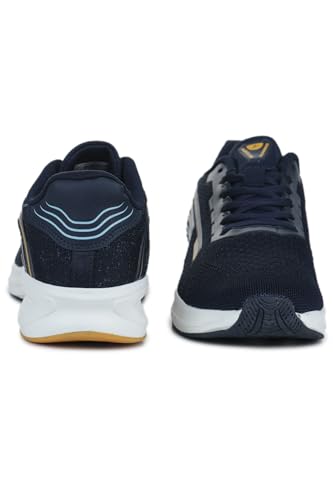 Image of ABROS Fazer-On Running Sports Shoes Breathable Upper Mesh with Eva Sole Memory Foam Insole Casual Walking & Gym Shoes for Mens (Navy /Mustard 7)