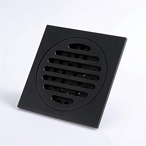 Zhicaikeji Drain Pipe Black Painted 4 Inch Brass Bathroom Floor Drain Tile Insert Square Shower Sink Drain Filter With Removable Cover Floor Shower Drain (Color : Black, Size : 100 * 100MM)