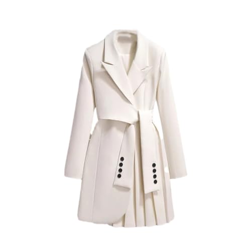 Women Buttons Blazer V-Neck Bandage Blazer Spliced Dress Solid Pleated Suit Outerwear