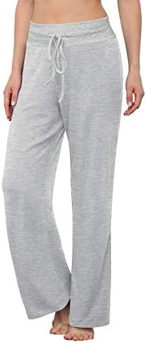 LONGYUAN Womens Drawstring Palazzo Comfy Loungewear Wide Leg Pants Elastic Pajama Bootcut Sweatpant X-Large Gray