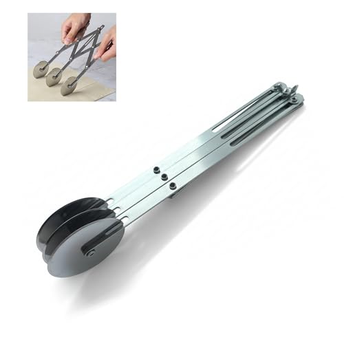 Image of HS Stainless Steel 3-Wheel Expandable Dough Cutter Tool Pasta /Kaju Katli /Pastry Sheets /Samosa /Puffs Patti Cutter