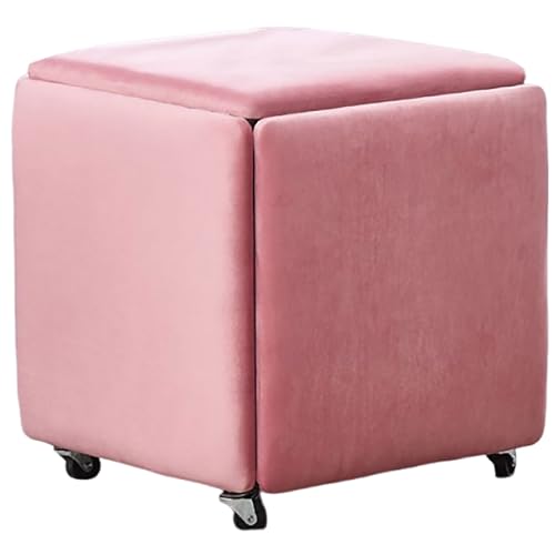 Pouf gigogne 5 en 1 avec roulettes en flanelle douce et assise carrée