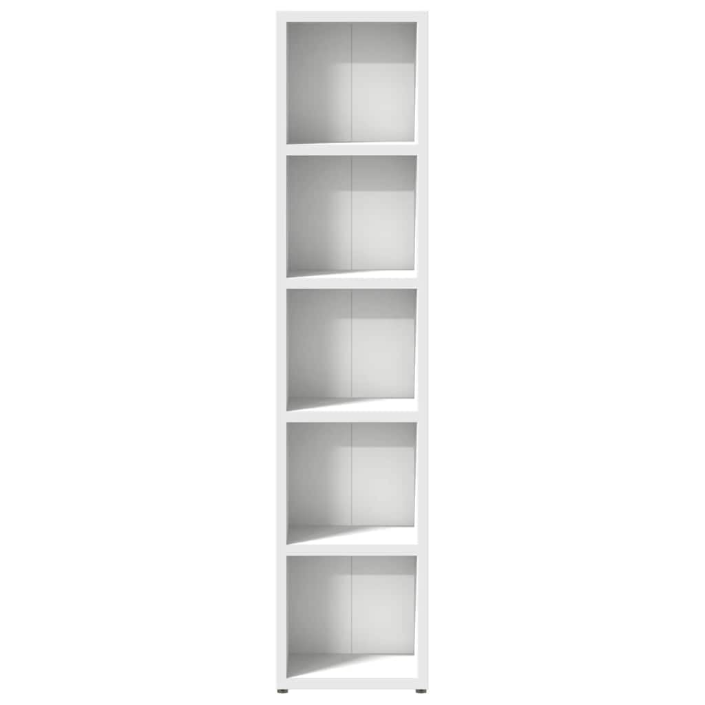 Armoires à CD 2 pcs blanc en bois d'ingénierie 21x16x93,5 cm rangement média colonne murale pour salon bureau chambre avec fixation stable et compartiments pour 80 CDs