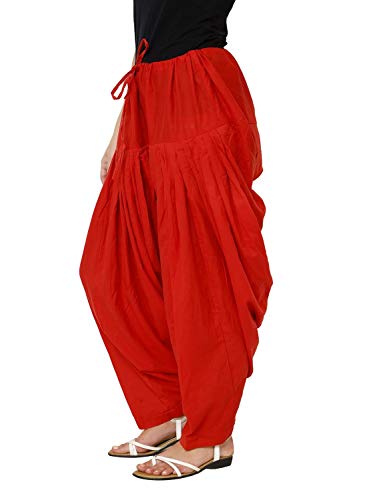 Pistaa's Combo of 3 Womens Solid Cotton Mix Best Indian Ethnic Comfortable Readymade Punjabi Semi Loose Patiala Salwar, Maroon :: Milky White, One Size