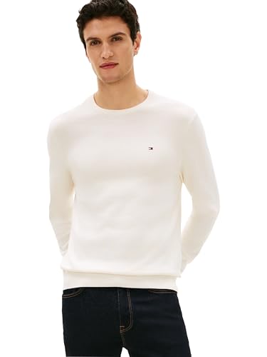 Tommy Hilfiger Mens Cotton Solid Crewneck Sweater Lightweight Pullover, Also Available in Big & Tall